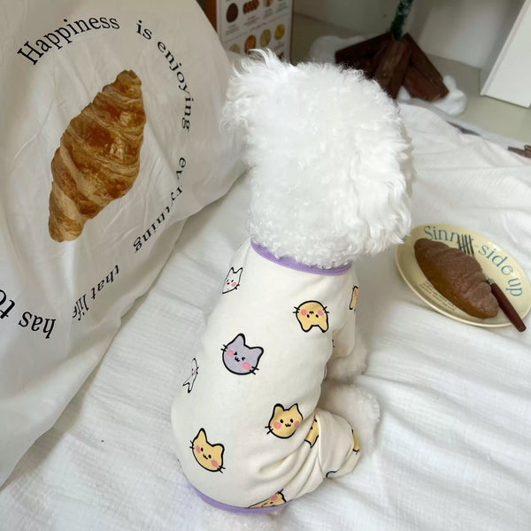 PETZY Dog Pajamas with Kitten Pattern